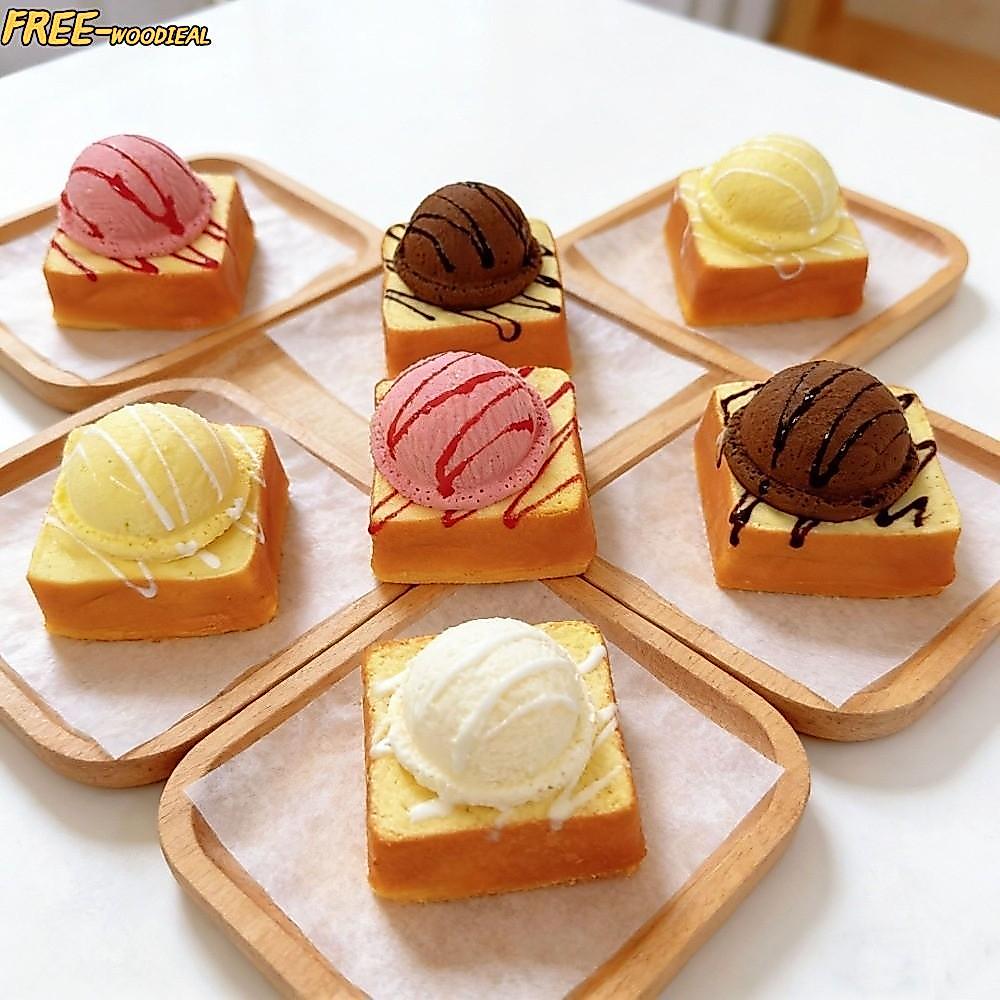 FREEWOODIEAL บีบป้องกันความเครียด, ไอศกรีมขนมปังของเล่นบีบนุ่ม, ของขวัญฟื้นตัวช้าแบบพกพาจําลองของเล่นที่เพิ่มขึ้นช้า