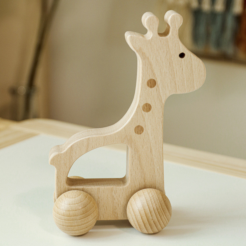 Wooden children's toy car for infants and toddlers, boys and girls, for grasping practice0-1-2Year-O