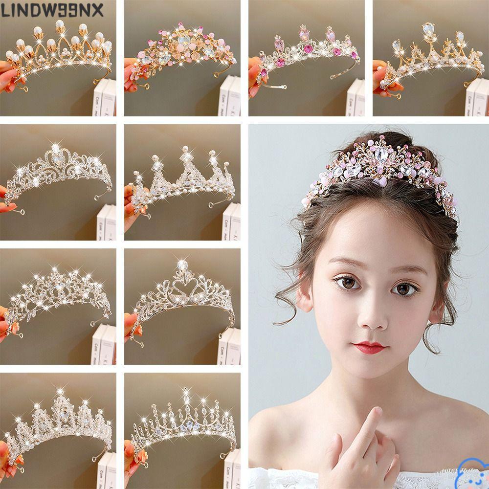 LINDW99NX Princess Crown คริสตัลงานแต่งงานวันเกิดเครื่องประดับผม