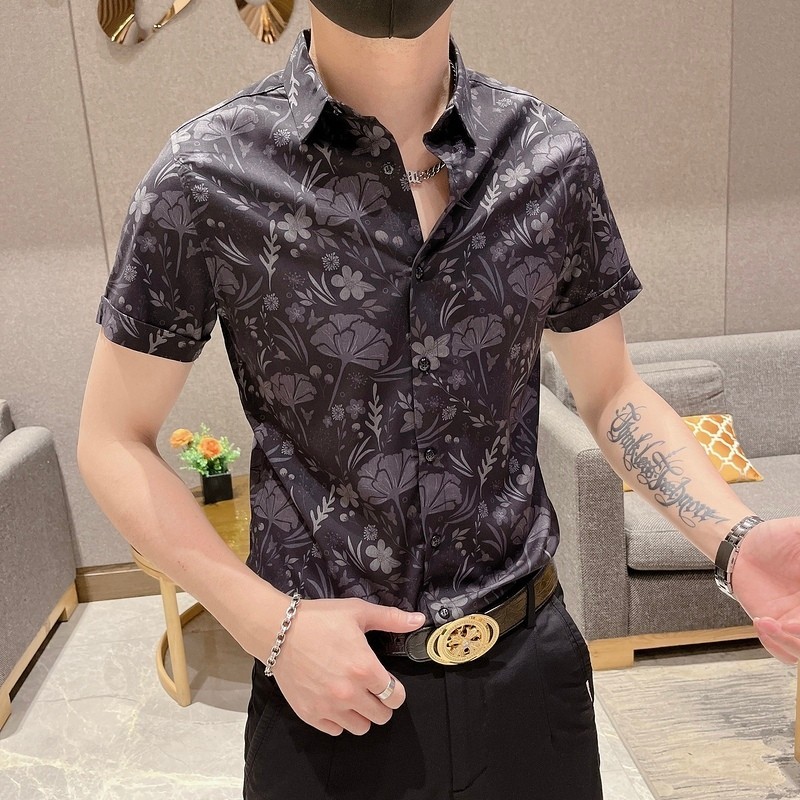 เสื้อดำคอปก ผ้าโพลีเอสเตอร์ 100% พิมพ์ฤดูร้อนแขนสั้น 3 สี M-3XL ตัวเลือก เทศกาลสงกรานต์