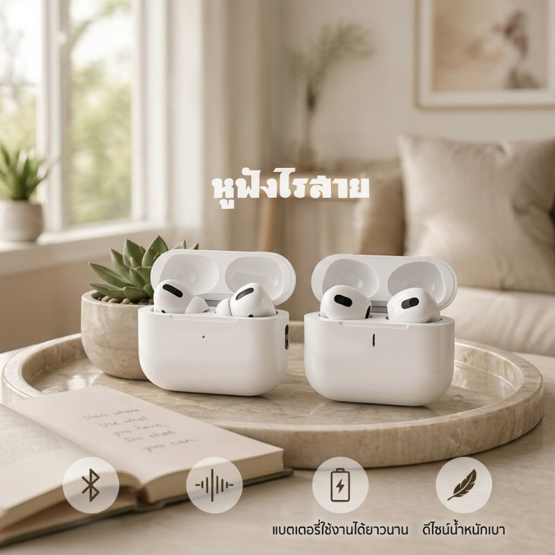 shopping mall   หูฟังบลูทูธ Air Pro 2 TWS พร้อมไมโครโฟน หูฟังไร้สายสเตอริโอ HiFi กันน้ำ หูฟังบลูทูธแ