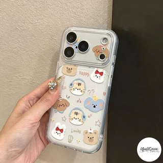 เหมาะสำหรับ IPhone 15 16 17 air 14 13 12 11 Pro Max 17 Pro 15 16 14 Plus เคสคอนนิ่ง ลายการ์ตูนน่ารัก สไตล์ฮิตกันกระแทก