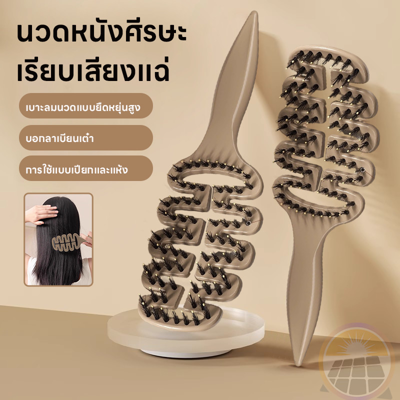 หวีเเปรง จัดทรงง่าย แปรงจัดแต่งทรงผม หวีขนหมูป่า พร้อมกับซีกหวีไนลอนนวดหนังศรีษะ แปรงจัดแต่งทรงผมป้องกันไฟฟ้าสถิตย์