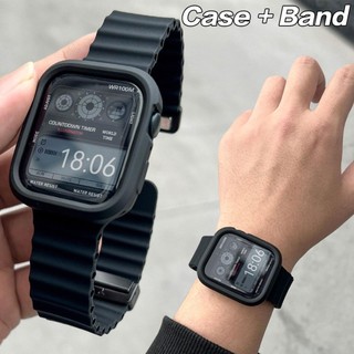 เคสซิลิโคน+สายรัดแม่เหล็ก,ฝาครอบป้องกันสร้อยข้อมือแบบนุ่มเคส ทีพียู,For Apple watchชุดสําหรับ แอปเปิล ดู ชุด10 9 45มม.41มม. 8 7 6 5 4 กับ 40มม.44มม.41มม.