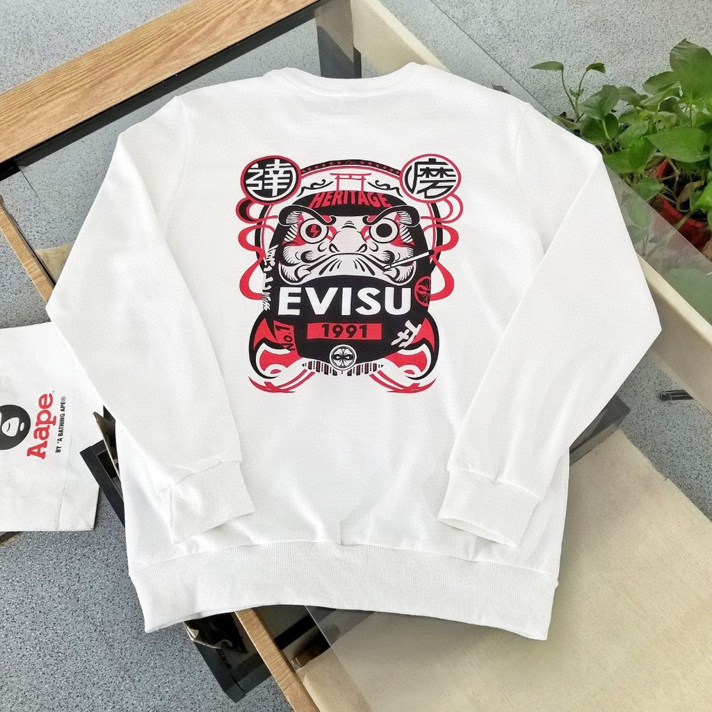 Evisu Mens Loose Long-Sleeved Sports Sweatshirt Jacket