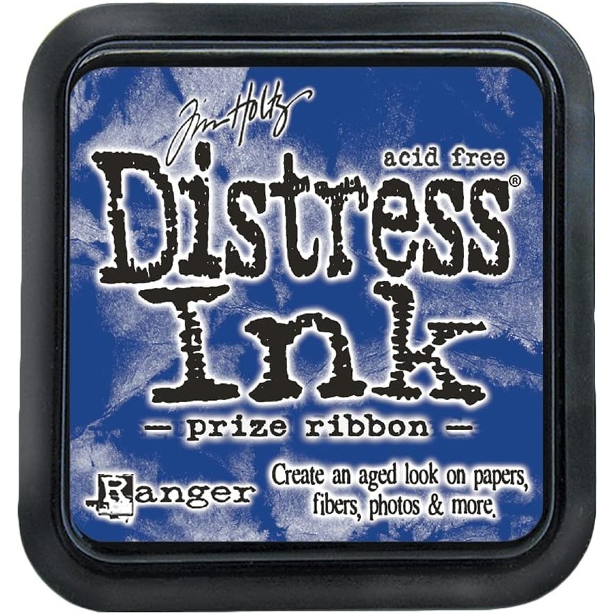 Ranger Tim Holtz - แผ่นแสตมป์ DISTRS Ink Ribb, Prize Ribbon Blue W9V7