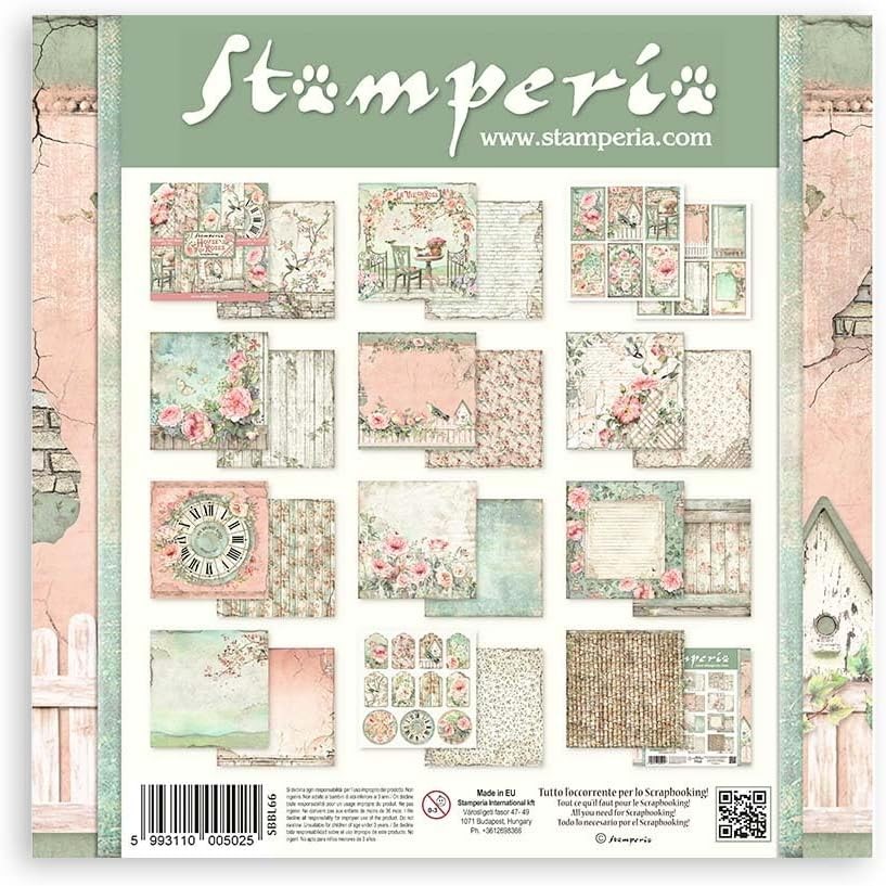 STAMPERIA INTERNATIONAL, KFT PAPER PAD 12X12 10PK HOUSE ROSE, 30.5 x 30.5 (12" x 12"), หลากสี DQJG