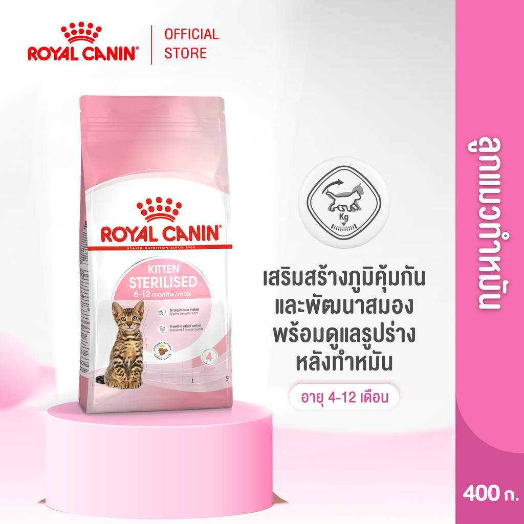 Royal Canin Kitten Sterilised 400g อาหารเม็ดลูกแมวหลังทำหมัน อายุ 6-12 เดือน (Dry Cat Food, โรยัล คานิน)