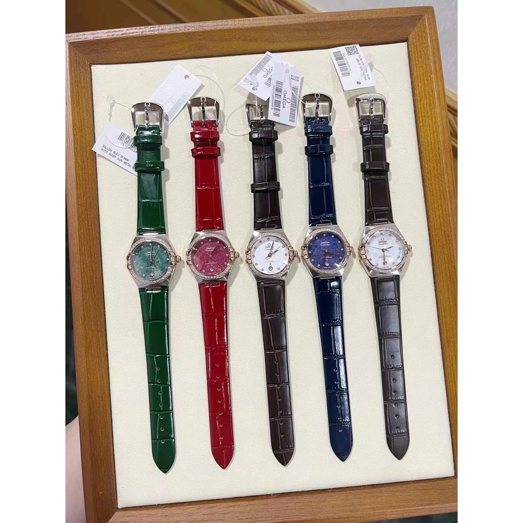 OMEG * Constellation Series Quartz Womens Watch, Manhattan Sand Diamond Watch, 29mm Case Sand Gold S