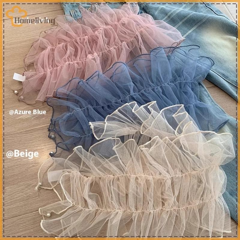 บ้านใหม่ตาข่ายลูกไม้มินิกระโปรงRuffles Y2K Streetwear RuchedกระโปรงHarajukuดูผ่านเอวจีบกระโปรงกางเกง