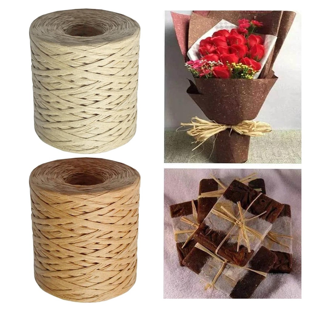 ริบบิ้นจากธรรมชาติและเส้นด้ายหญ้า Raffia สายย่อยสลายได้ สำหรับห่อของขวัญและตกแต่ง