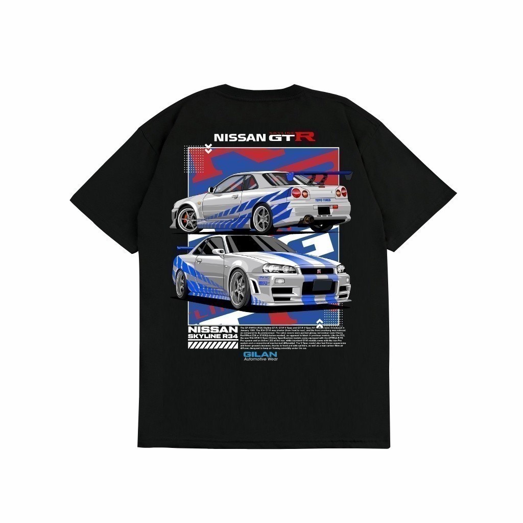 แฟชั่น Sakazuki 2025 เสื้อยืดเสื้อรถ NISSAN SKYLINE R34 2 FAST 2 FURIOUS BRIAN O CONNOR V2 ยานยนต์ S