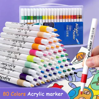 12/24/36/48/60/80สี ปากกาเคมี ปากกาเพ้นท์ ปากกามาร์คเกอร์ ปากกามาร์คเกอร์หัวยาว ปากกามาร์กเกอร์อะคริลิค