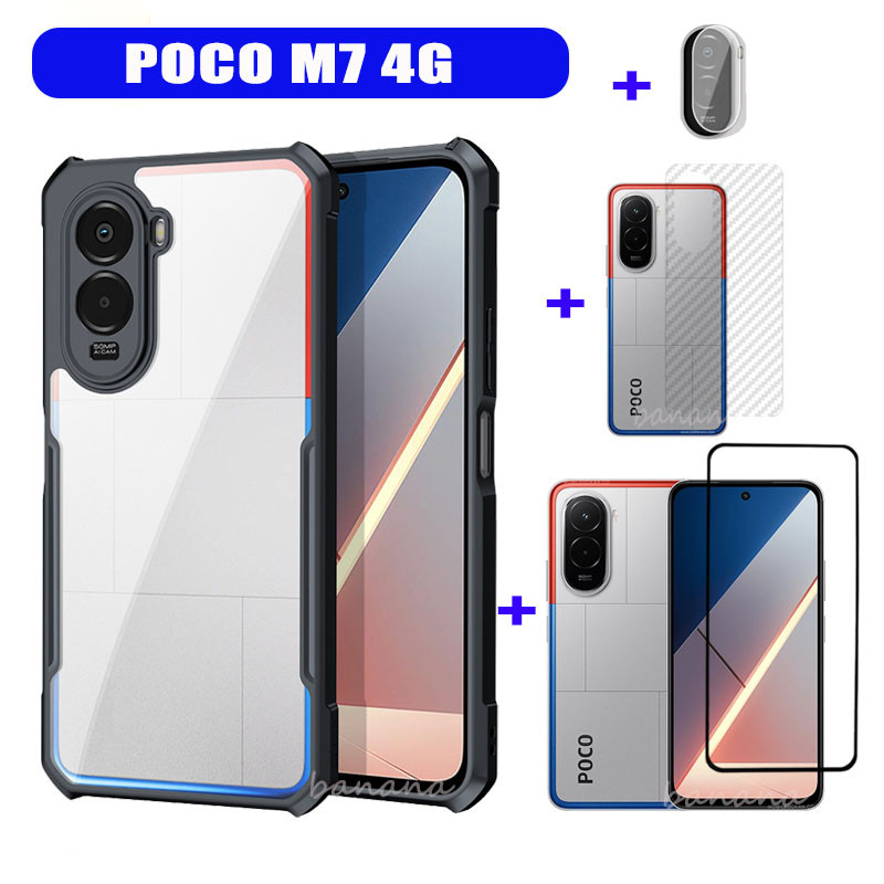 ShockProof สําหรับ Poco M7 4G กระจกนิรภัย 4 in 1 Poco M7 Pro 5G Poco M7 Plus Poco F7 F7 Pro Poco C85