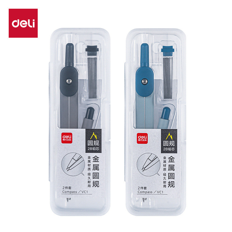 Deli VC Basic Compass Sleeve with B Lead Student Exam Drawing Engineering Drawing Metal Compass20250