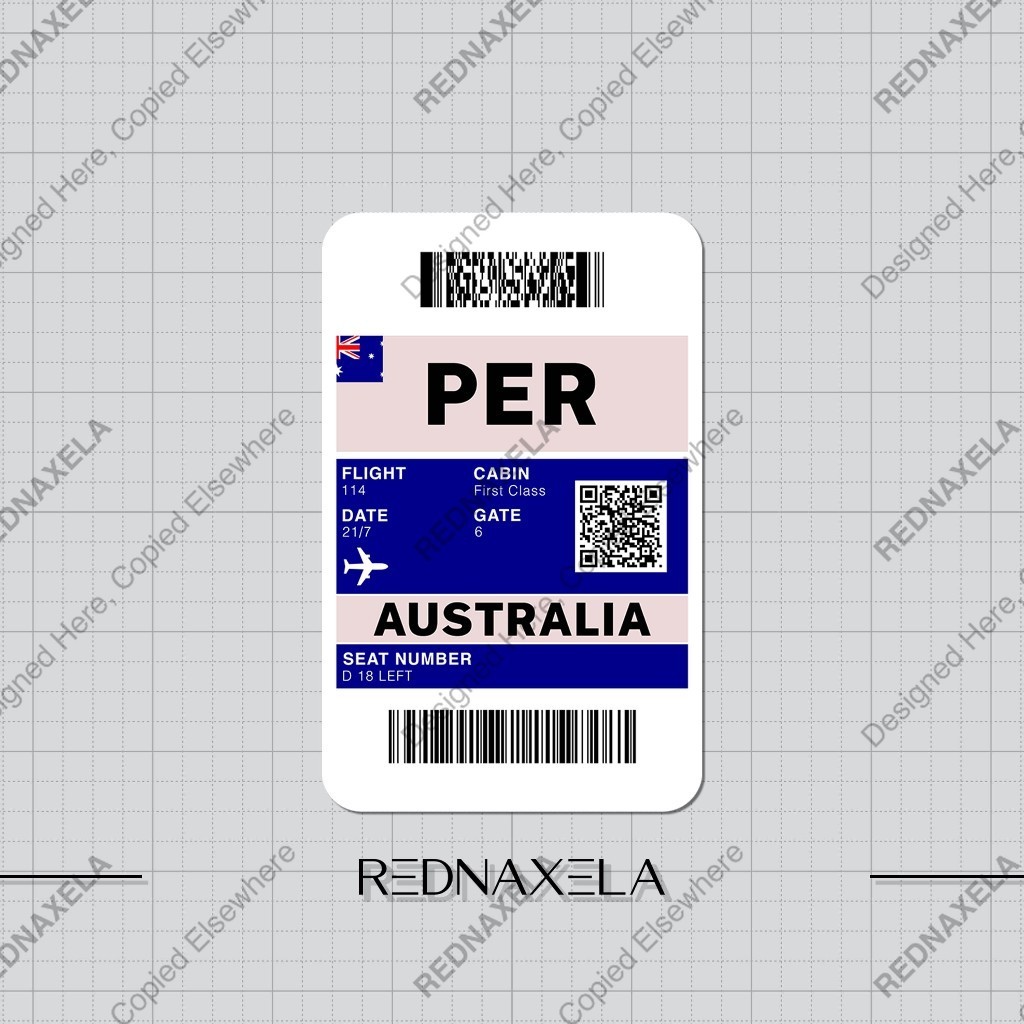 ไวนิล Boarding Pass สติ๊กเกอร์ PER Perth Australia สติ๊กเกอร์กระเป๋าเดินทางกันน้ํากลางแจ้ง