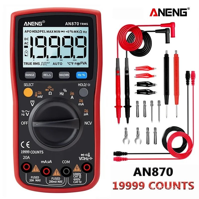 ANENG AN870 มัลติมิเตอร์แบบดิจิตอล 19999 นับ True Rms มัลติมิเตอร์เครื่องทดสอบทรานซิสเตอร์ Voltimetr