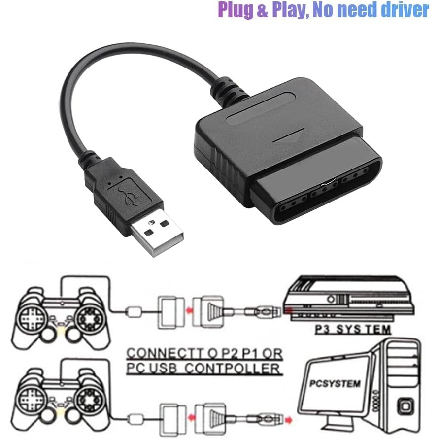 Vienon PS2 Controller to USB Adapter Converter, 2 Pack ใช้งานร่วมกับ PS1/PS2 Controller Gamepad to P