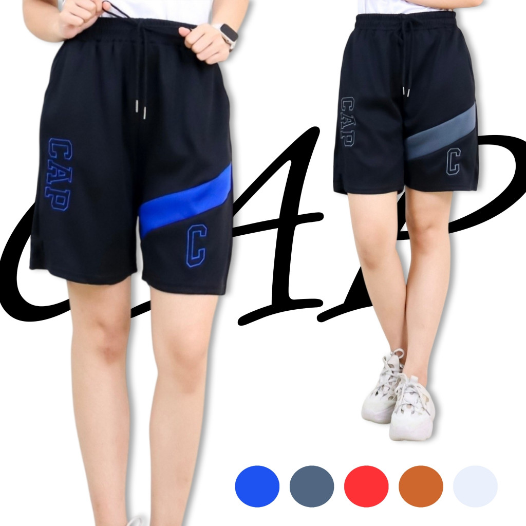 กางเกงขาสั้น 5ส่วน กางเกงลำลองขาสั้น ดีเทลปักลาย เนื้อผ้าเกาหลี ใส่ได้ทั้งชายและหญิง p5961#