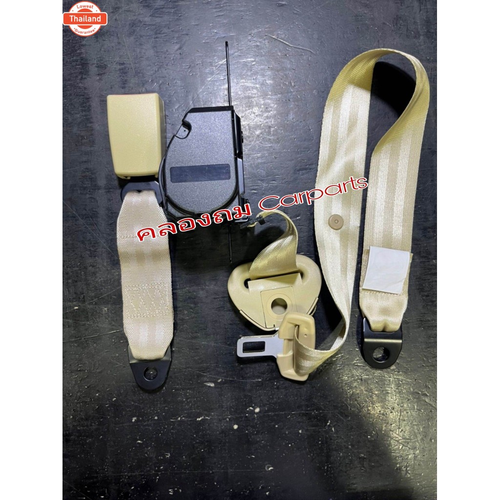 เข็มขัดนิรภัย Nissan Frontier B13 B14 Nissan Neo Nissan Big M งานดัดแปลงใส่ รุ่น ขาผ้า/หูยาวสีครีม