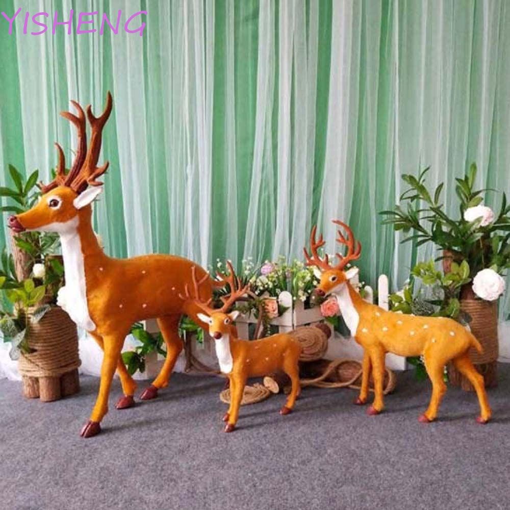YISHENG58BS จําลองกวางหัตถกรรมเดสก์ท็อปทําด้วยมือรุ่นปีใหม่คริสต์มาสตกแต่ง