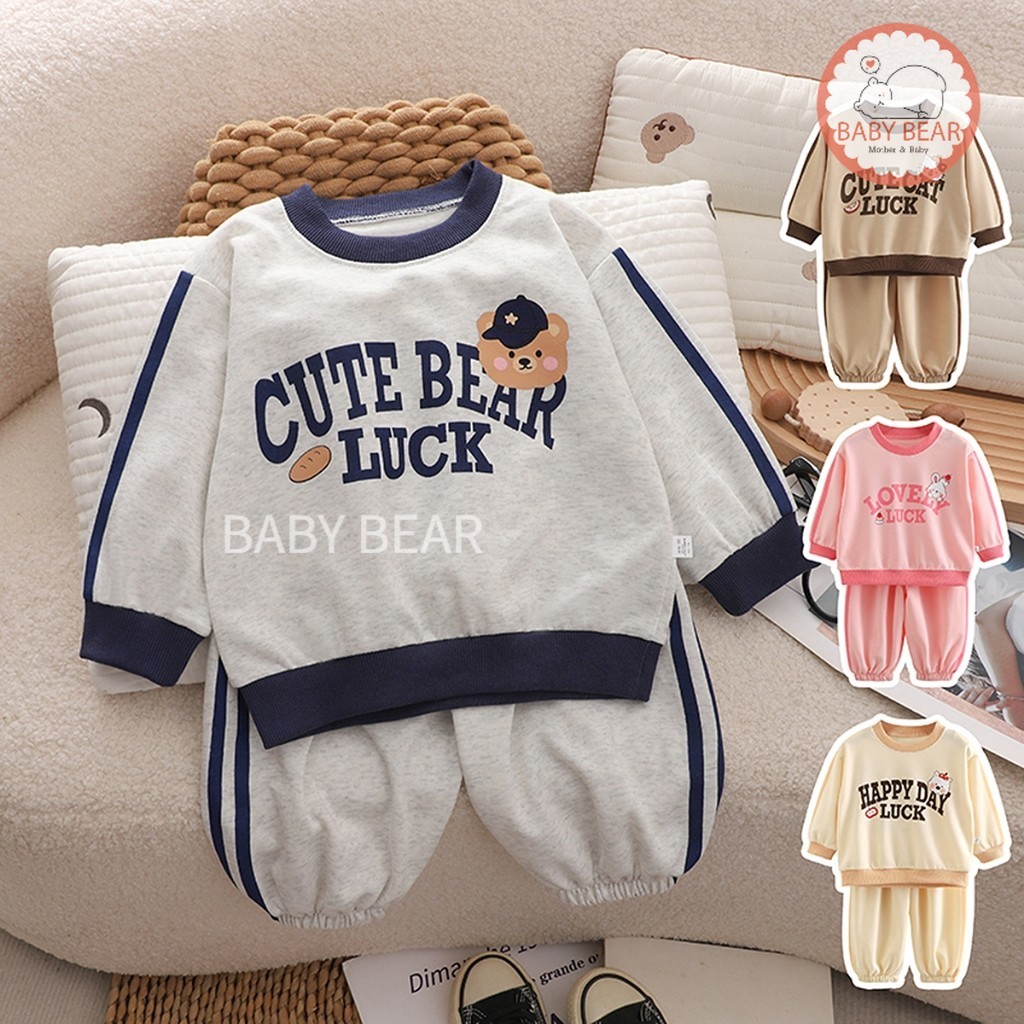 ใหม่ เสื้อผ้าเด็ก ชุดเซ็ตลำลองเด็ก ชุดวอมเด็ก เสื้อแขนยาว+กางเกงขายาวSize80-120cm