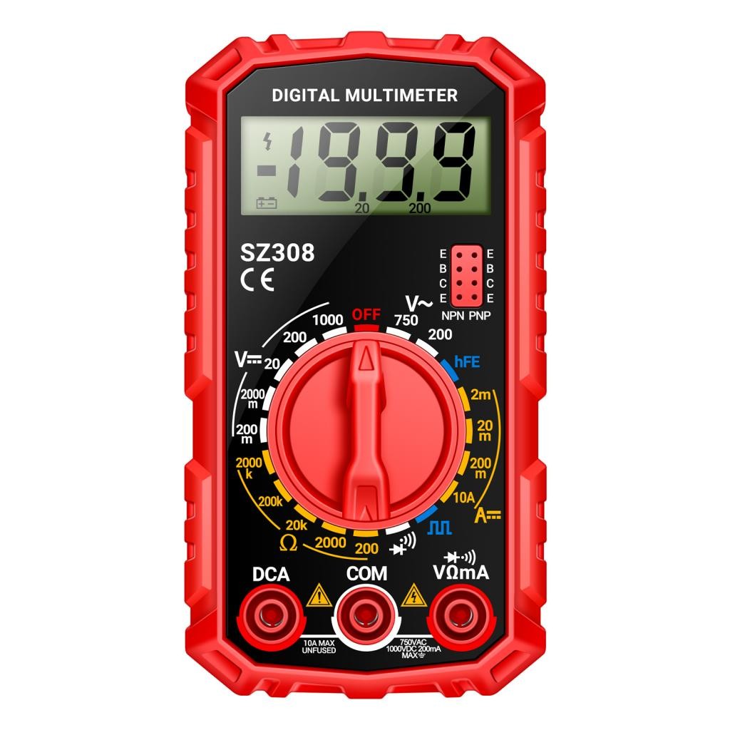 Halluya.th SZ308 Digital Multimeter Square Tester 1999 นับ HFE Triode Buzzer AC/DC การทดสอบความต้านท