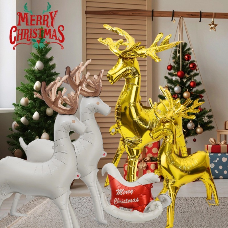 ลูกโป่งเป่าลม Xmas Reindeer ความแข็งแรงสูง - ลูกโป่งฟอยล์ Elk ทนทาน - ตกแต่งเครื่องประดับคริสต์มาสงานรื่นเริงสําหรับการชุมนุ​