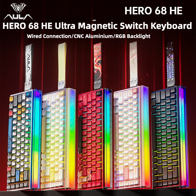 AULA Hero68 HE Ultra CNC คีย์บอร์ดสวิตช์แม่เหล็กอลูมิเนียมสําหรับเล่นเกมประสิทธิภาพสูง Rapid Trigger