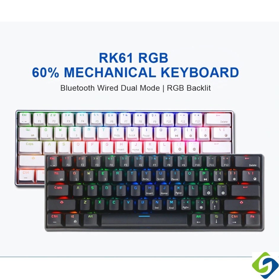 ราคาต่ําสุดRoyal Kludge RK61 RK71 บลูทูธไร้สายแบบมีสาย 60% คีย์บอร์ดเกมกลแบ็คไลท์คีย์บอร์ดไร้สาย