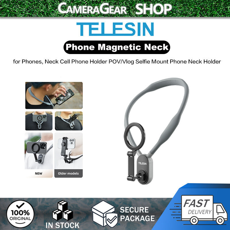 TELESIN ขายึดคอสําหรับโทรศัพท์ POV/Vlog ไม้เซลฟี่ที่วางโทรศัพท์