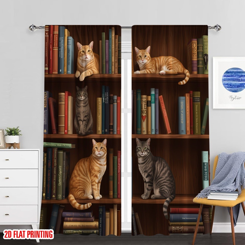 แนะนำ ผ้าม่าน 2ชิ้น2ง แบนพิมพ์ผ้าม่านหน้าต่างแมวชั้นวางหนังสือโคซี่สีส้มลายโพลีเอสเตอร์โดยไม่ต้องไฟฟ้าเทศกาลวันหยุดสําหรับวันหยุดฤดูใบไม ราคาพิเศษ มีเก็บเงินปลายทาง