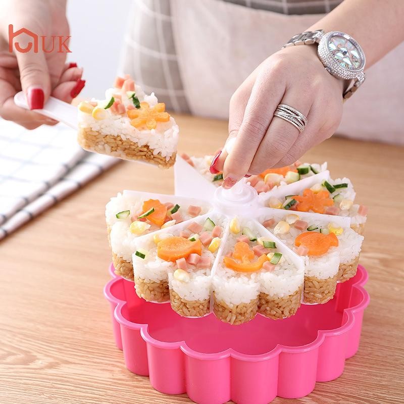 UK 8 กริด Onigiri Mould สามเหลี่ยม Bento กล่องซูชิญี่ปุ่นทําชุดซูชิแม่พิมพ์ซูชิกด Maker ข้าวปั้นทําโ