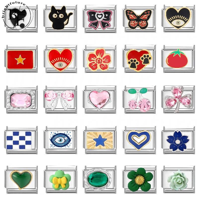 สร้อยข้อมือสแตนเลสสไตล์อิตาเลียน 5 สี พร้อมชาร์มฟิต 9 มม. อุปกรณ์เสริมสำหรับทำเองแบบเรโทร