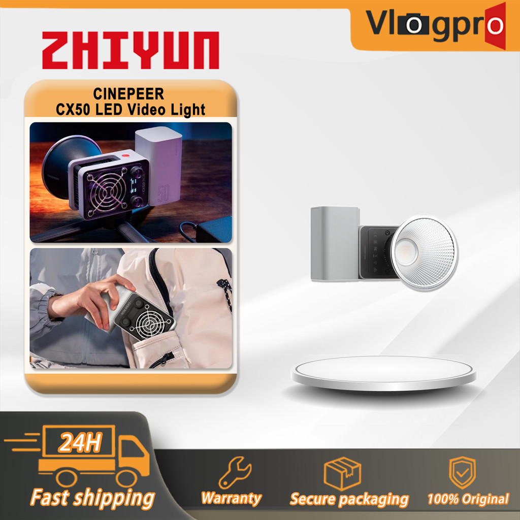 ZHIYUN CINEPEER CX50 ไฟวิดีโอ LED 2700K-6500K ไฟกล้องแบบพกพาสําหรับสตรีมมิ่งสด