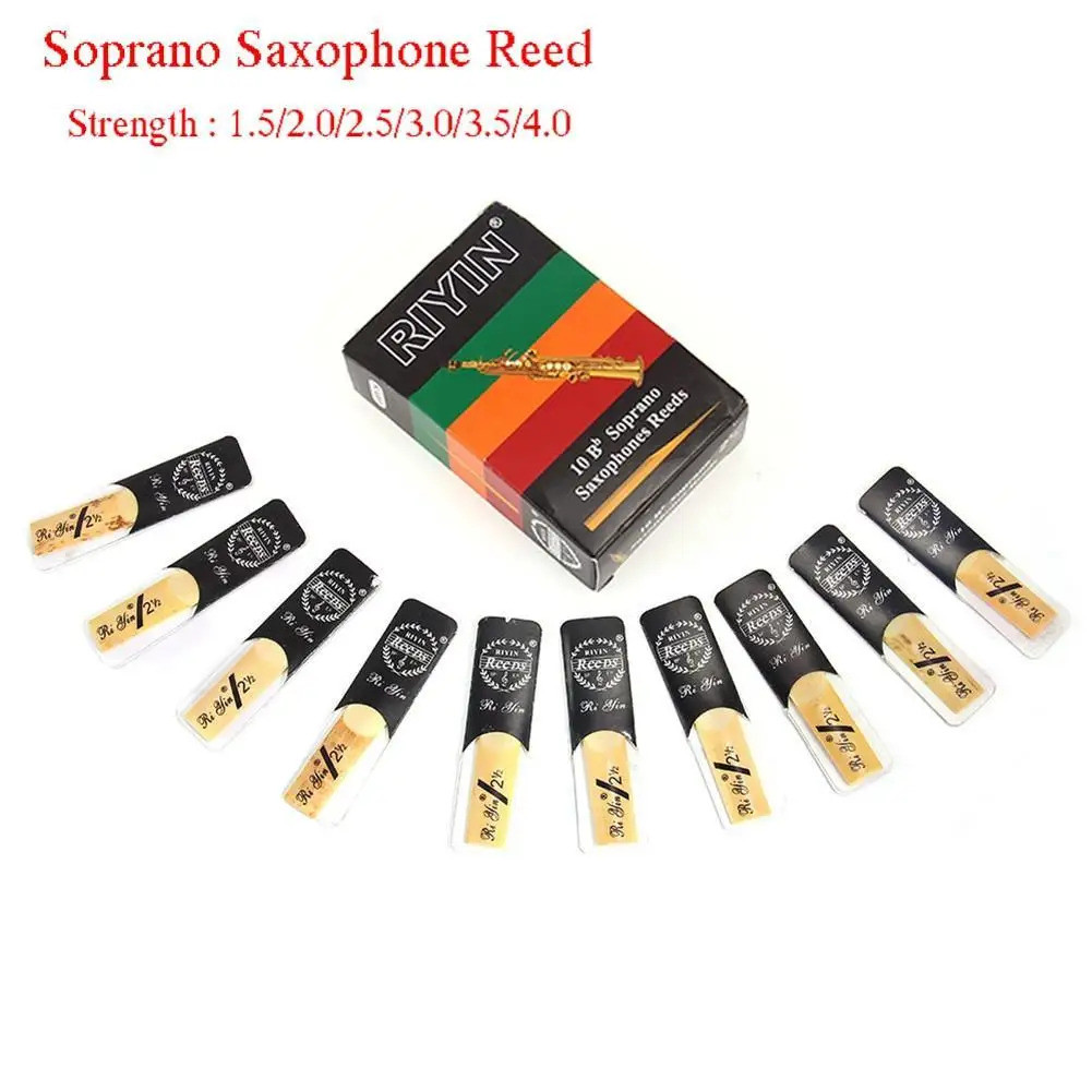 10pcs แซ็กโซโฟน Reed ชุด Bb โทนพร้อมความแข็งแรง 1.5/2.0/2.5/3.0/3.5/4.0 สําหรับ Soprano Sax Reed Dro