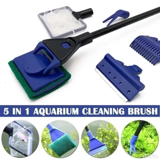 อุปกรณ์ดูแลตู้ปลา 5 in 1 ขัดกระจก ที่ขูดตะไคร่น้ำ ตกปลา Aqua Tools เกลี่ยดิน ส้อมปลูก และสวิง G13