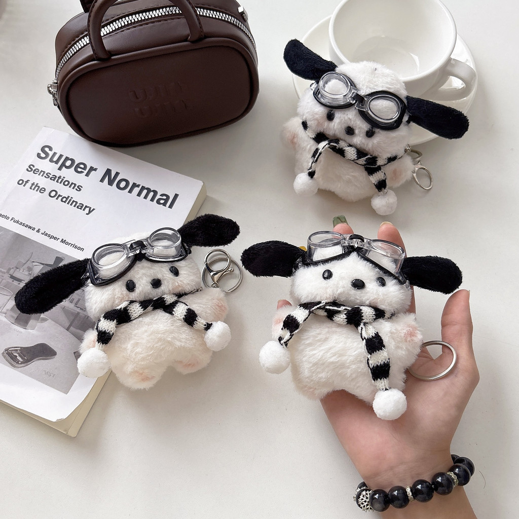 สําหรับ Samsung Buds 3Pro กรณีน่ารักการ์ตูน Plush fur Pochacco พร้อมจี้ Samsung Buds 3 หูฟังไร้สายบลูทูธกรณีป้องกันกรณี