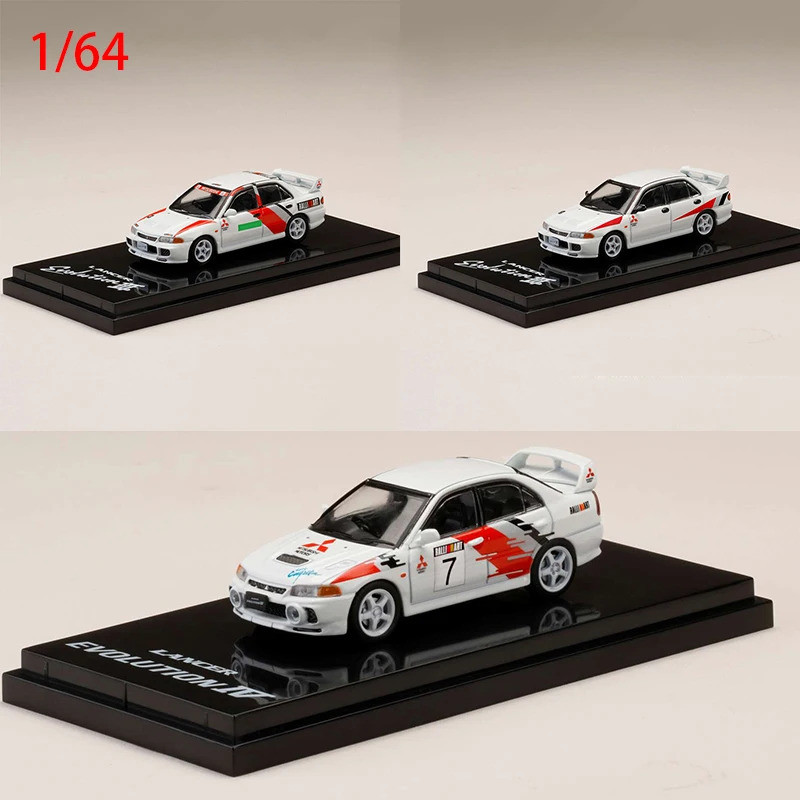 หล่อ 1/64 ขนาด Mitsubishi EVO 3 รุ่นรถ EVO 4 Arally รถโลหะผสมรุ่นคอลเลกชันจอแสดงผล Hobby Original กล