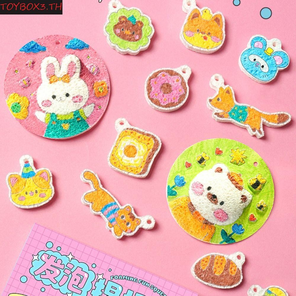 TOYBOX DIY Puffy Paint Kit, พร้อมขาตั้ง Puffy Effect Drawing Pens Kit, Interactive Play ฟองน้ํา Text