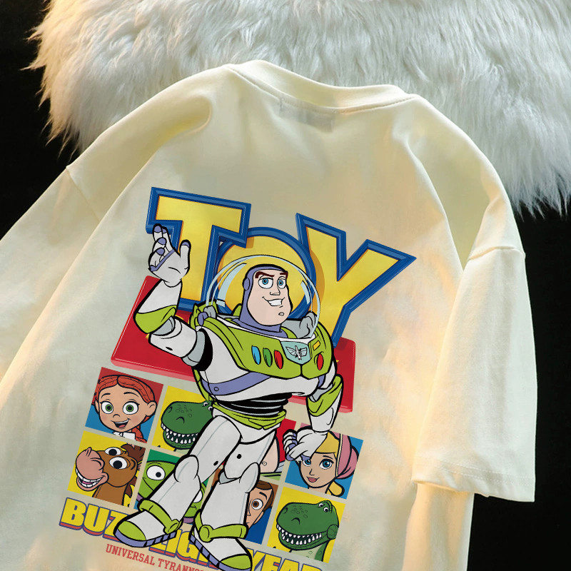 เกาหลี เสื้อแบบดารา เสื้อยืดแขนสั้น Oversize CMDXY9769 ผู้ชาย ผู้หญิง ลายทาง ตัวอักษร หลวม ลายสกรีน ฤดูร้อน ฤดูใบไม้ผลิ - รูปที่ 2