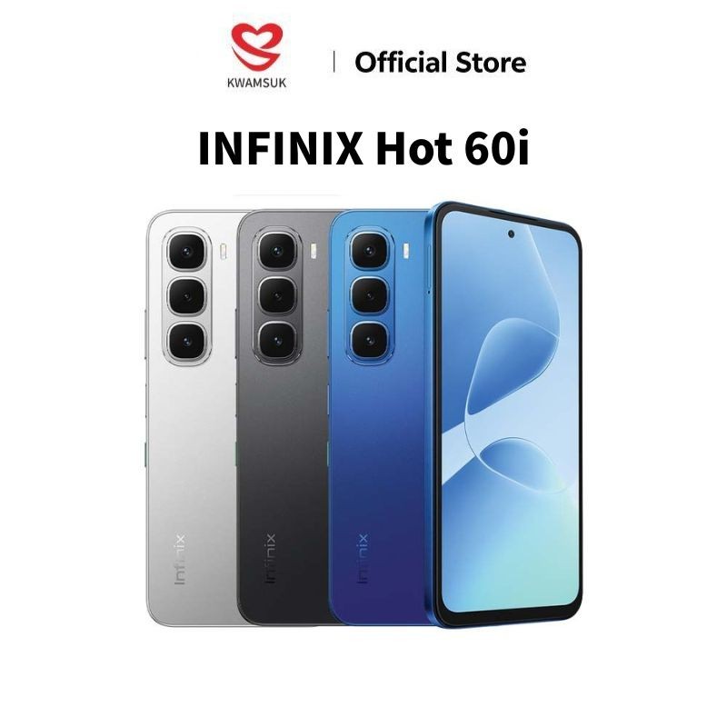 สมาร์ทโฟน INFINIX HOT60i (4G) 8+256GB Helio G81 จอ IPS 120HZ ความสว่าง 700Nits บาง 7.7มม.ประกันศูนย์