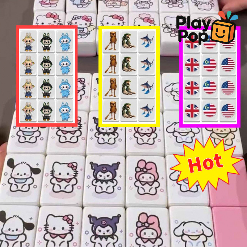 คลังสินค้าพร้อม Sanrio Mountains และ Seas Classics Mahjong Expression เกมกระดานกระดานหมากรุกปฏิสัมพั