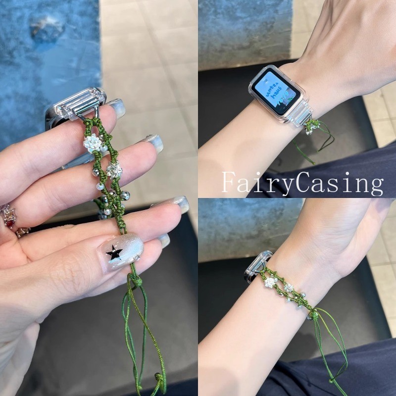 โลตัสเชือกทอลูกปัดสายรัดข้อมือสําหรับ หัวเว่ย วงดนตรี 11 โปร 10 9 8 7 6 สายสําหรับ หัวเว่ย พอดี 3/4 4มือโปร ปรับได้