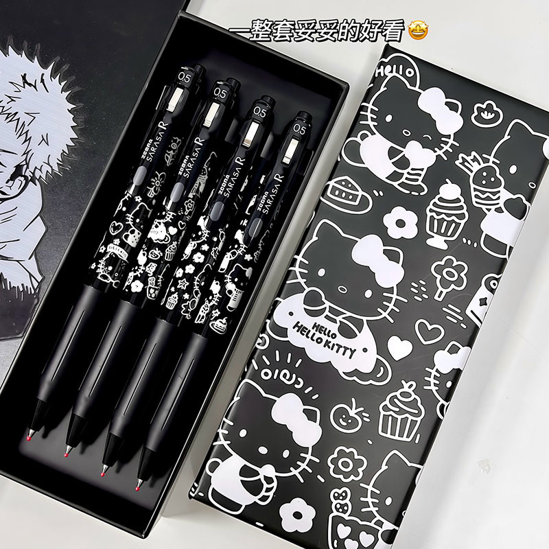 Zebra Zebra ปากกาเจล JJ29 กดปากกา KT Cat High-Appearance Cool Black Simple Stroke Series ปากกาสีดํา 