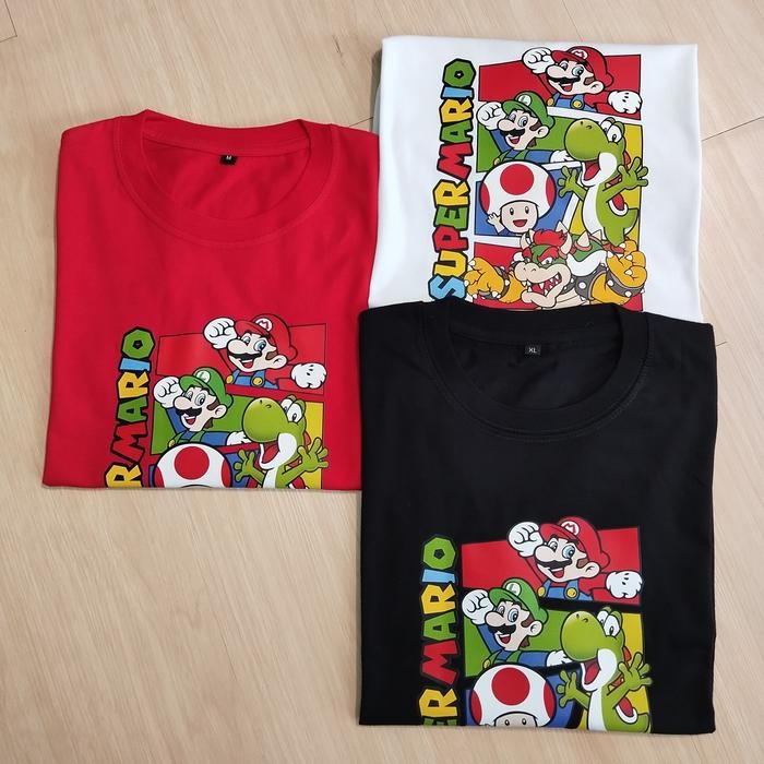 MERAH M4rio Family Couple T-Shirt - Duckee - Mario Friends, RED, Child S