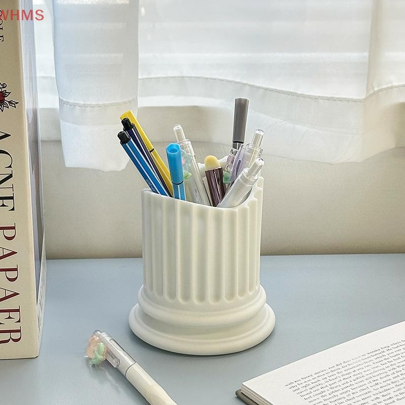 (wms) การออกแบบสร้างสรรค์ของสไตล์กรีกโบราณคอลัมน์โรมันภาชนะปากกาบ้านผู้ถือปากกาสก์ท็อปการจัดเก็บที่ต