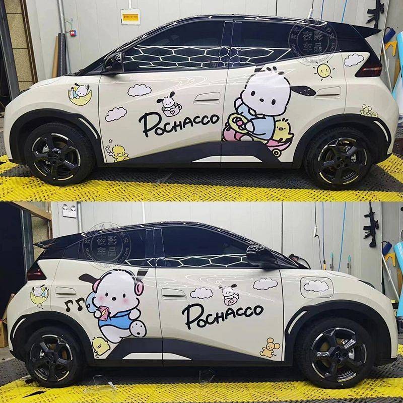 BYD Dolphin Pacha Dog Bumper Stickers Cute Cartoon Stickers Pachy Dog Seagull Body Side Change Decor