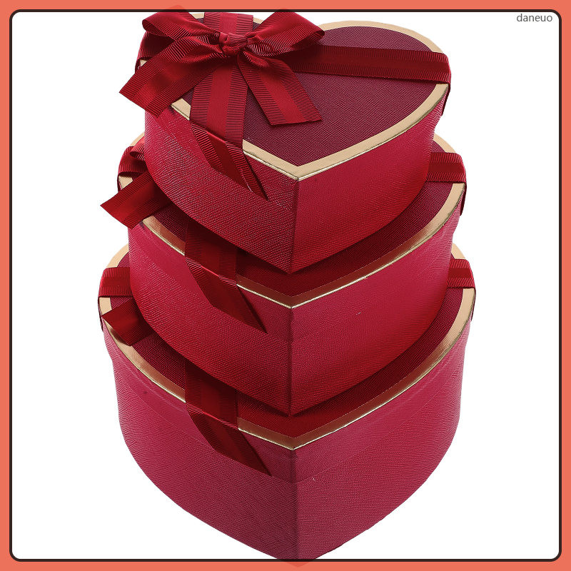 3pcs Packaging Boxes For Gifts Heart Shape Wrap Boxes Wrapping For Presents Lids