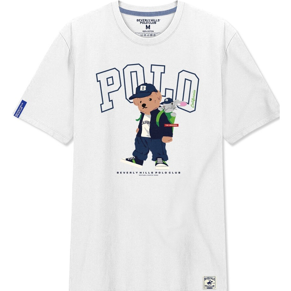 เสื้อยืดแขนสั้น Stoke Beverly Hill Polo Club x Partner Bear ทำจากฝ้ายบริสุทธิ์